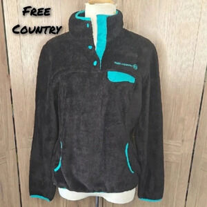 Free Country Black and Teal Fleece women Pullover